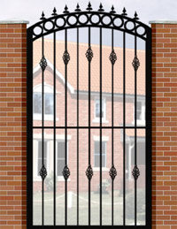 Side Gate with Curve Top, Circle Header, Railheads & Baskets