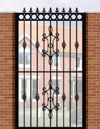 Side Gate with Flat Top, Circle Header, Railheads, Baskets & Panel