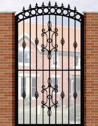Side Gate with Curve Top, Circle Header, Railheads, Baskets & Panel